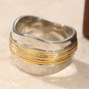 Anello a filo bicolore argento e oro | Anello moderno