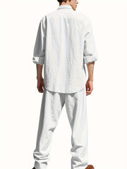 Zweiteiliges Sommeroutfit Herren | Leinenhemd & Hose Set