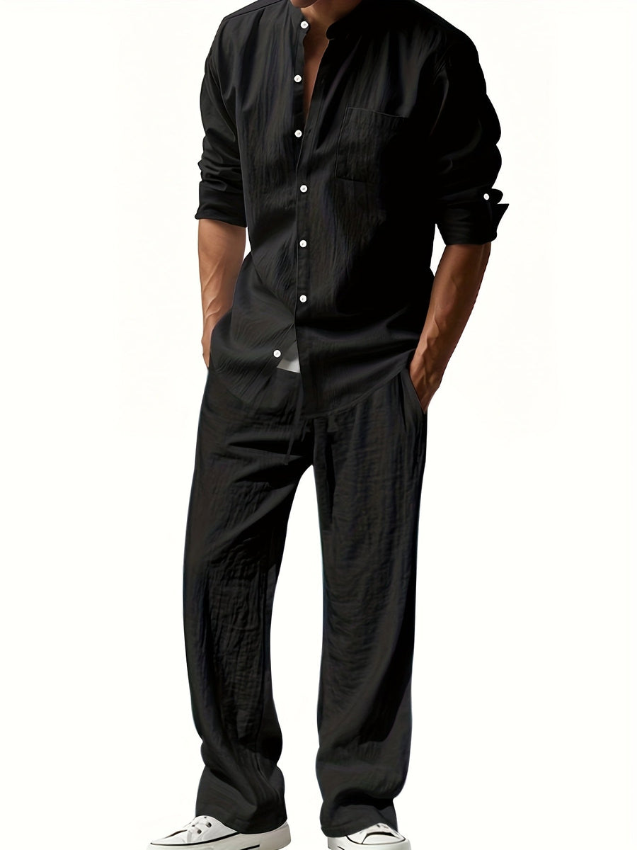 Zweiteiliges Sommeroutfit Herren | Leinenhemd & Hose Set