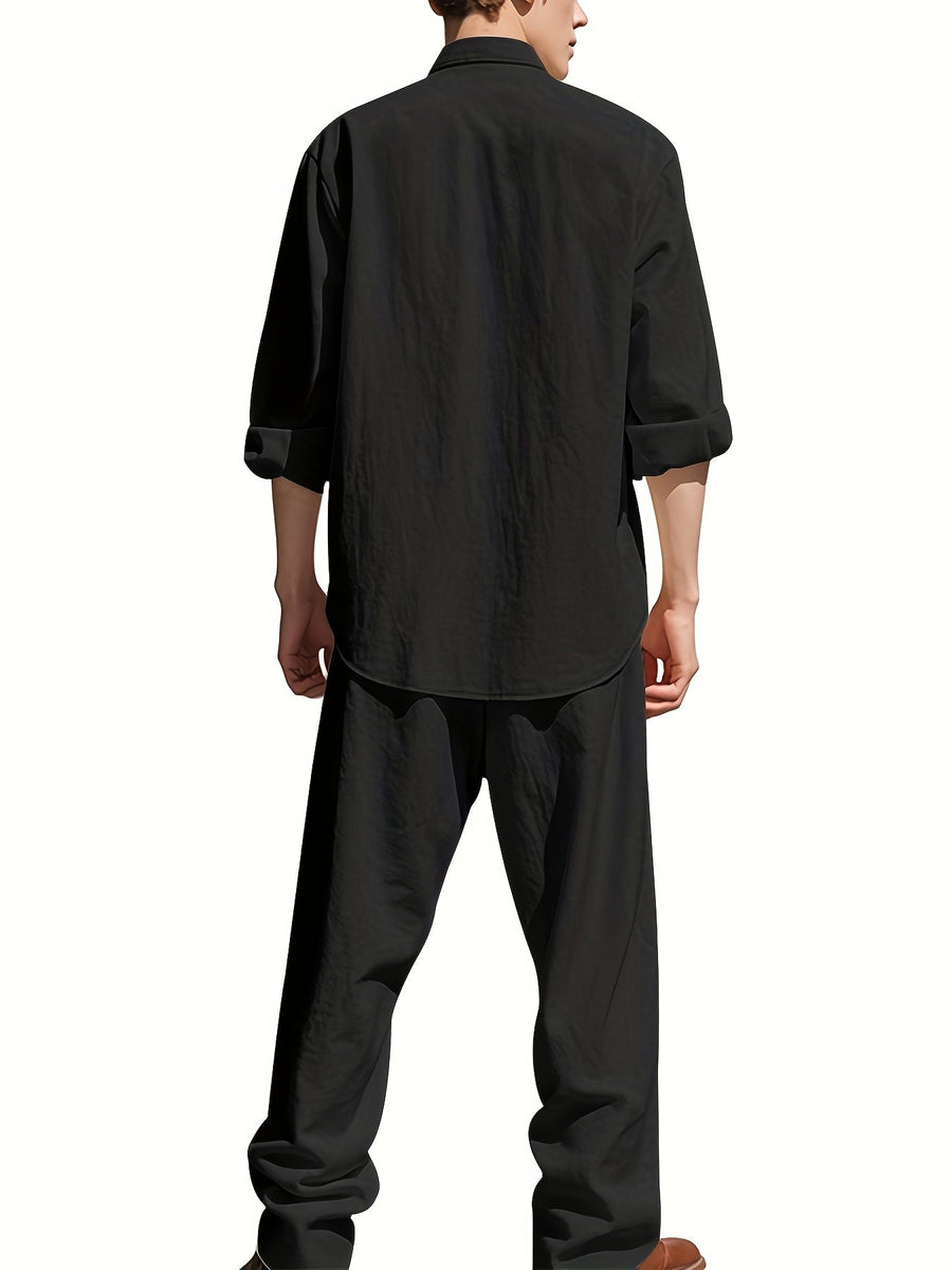 Zweiteiliges Sommeroutfit Herren | Leinenhemd & Hose Set