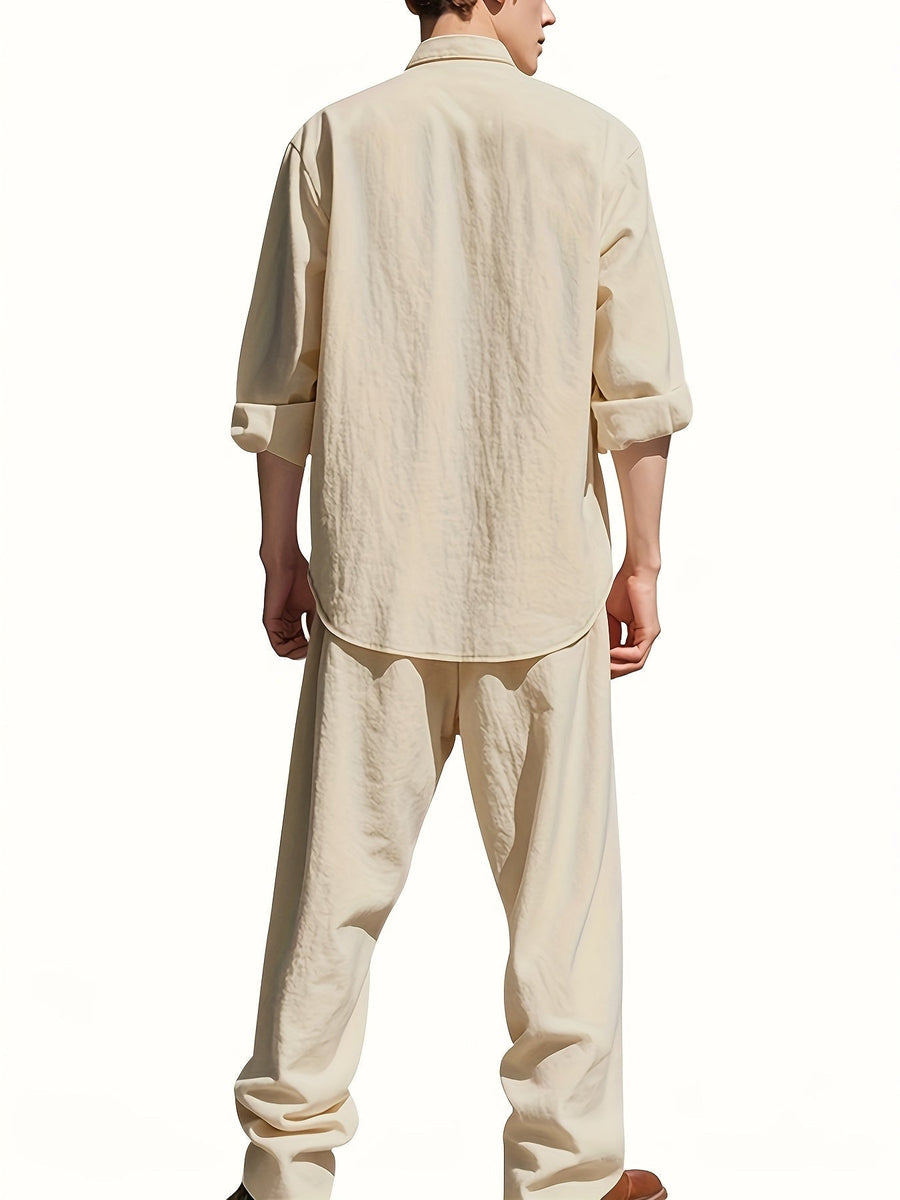 Zweiteiliges Sommeroutfit Herren | Leinenhemd & Hose Set