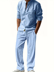 Zweiteiliges Sommeroutfit Herren | Leinenhemd & Hose Set