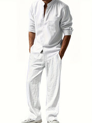 Zweiteiliges Sommeroutfit Herren | Leinenhemd & Hose Set