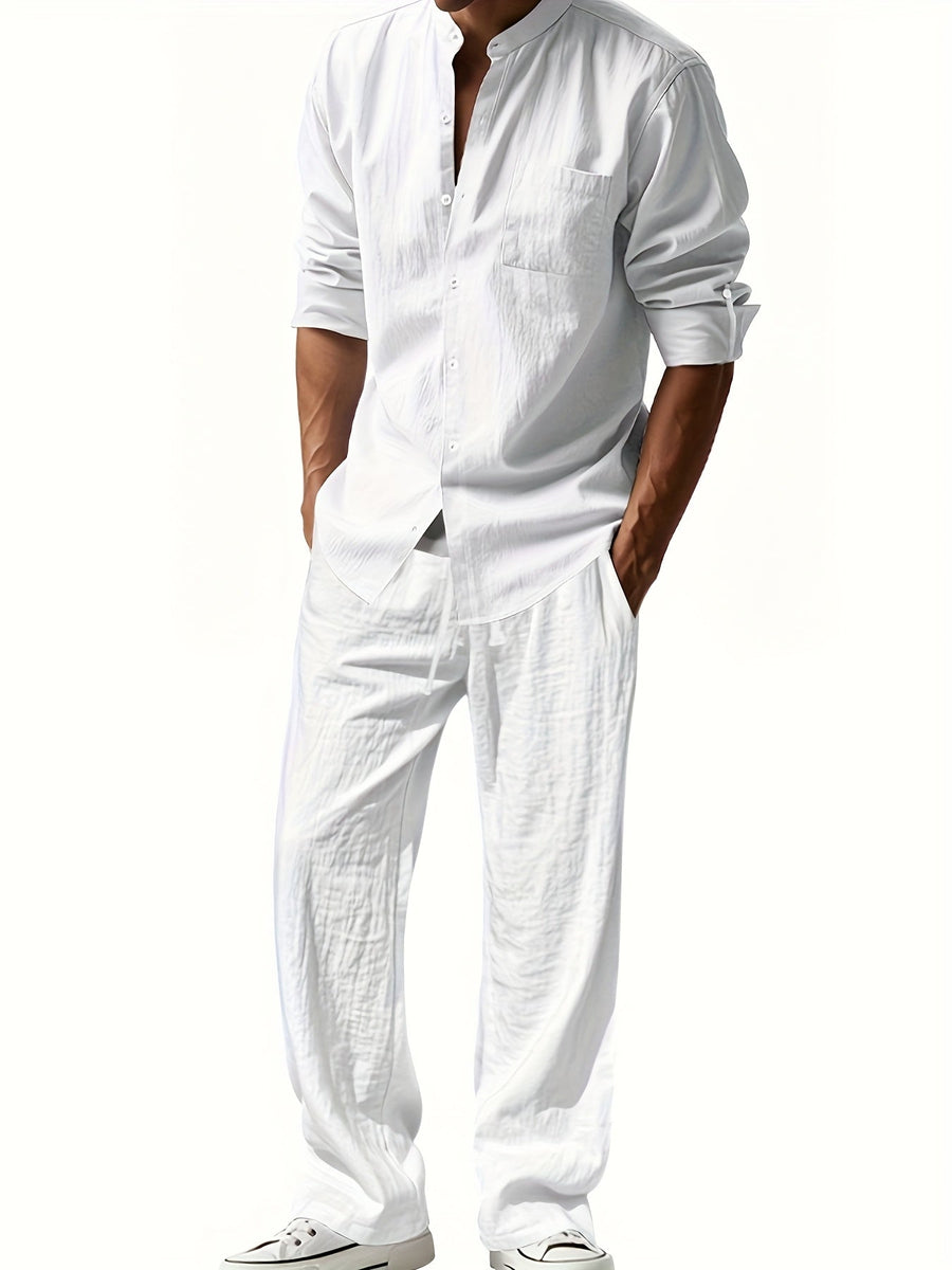 Zweiteiliges Sommeroutfit Herren | Leinenhemd & Hose Set