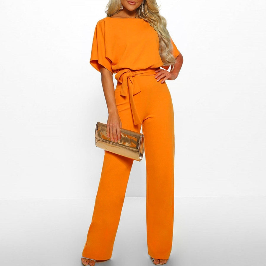 Damen-Jumpsuit Elianne mit weitem Bein und Taillenschnürung