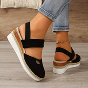 Heidi-Mode | Damen Sandalen Auf Plattform: Rutschfest, Geschlossene Zehe, Elastischer Riemen