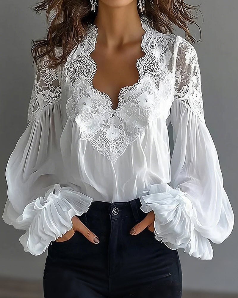 Alena | Bluse Damen elegant mit hochwertigen Spitzendetails