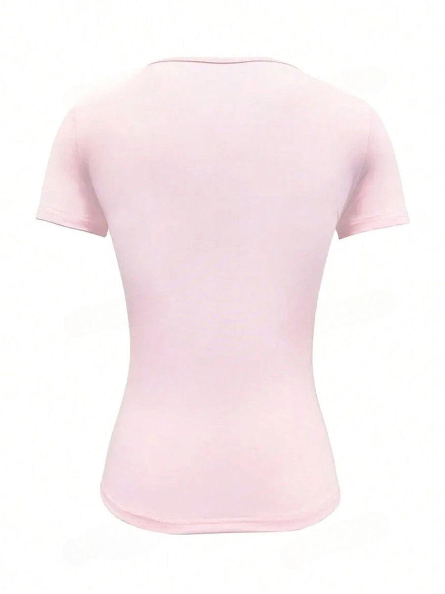 Heidi-Mode | Rundhalsausschnitt Kurzarm T-Shirt