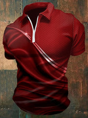Herren Freizeit Polo Hemd Mit Reißverschluss Und Farbverlauf Grafikprint