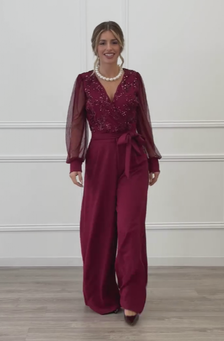 Meira - Overall Mit Langen Ärmeln Und Verzierungen Aus Mesh