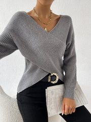 ODETTA - STRICKPULLOVER MIT ÜBERKREUZTEM AUSSCHNITT
