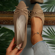 Damen-Ballerinas aus atmungsaktivem Strickgewebe mit dekorativer Schleife - Camila