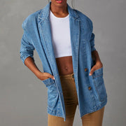 Jacke aus gewaschenem Denim im Blazer-Stil für Damen - Yalina