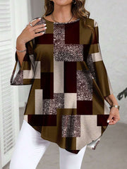 Nurit - Karierte Oversize Bluse Mit Kurzarm Und Drucken