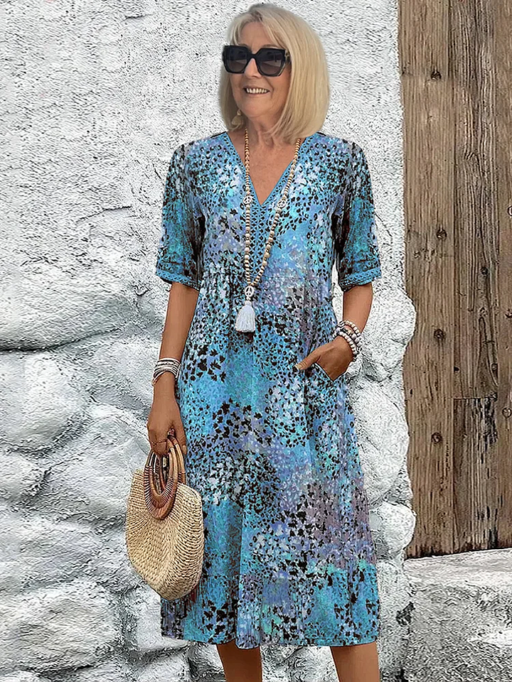 BRIGITTE - KLEID MIDI LOCKER MIT MUSTER
