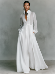 Naylia – Maxikleid mit Hohem Kragen und langen Ärmeln