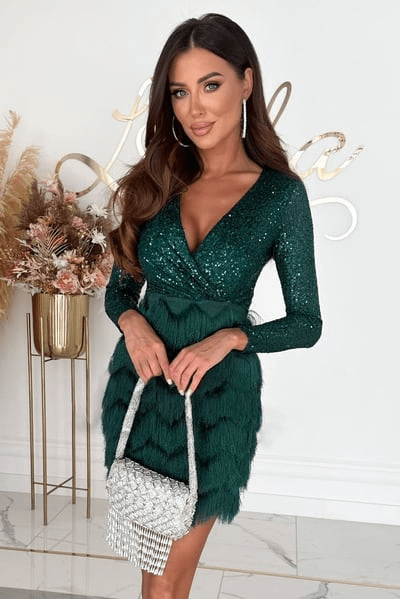Abendkleid mit Fransen Pailletten