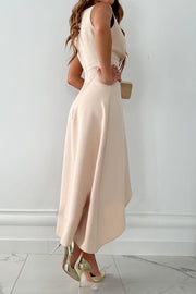 Antonia | Stylisches Aprikose V-Ausschnitt Wickelkleid