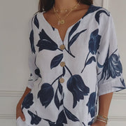 Lara Blumen V-Ausschnitt Bluse Damen | Elegant & Bequem