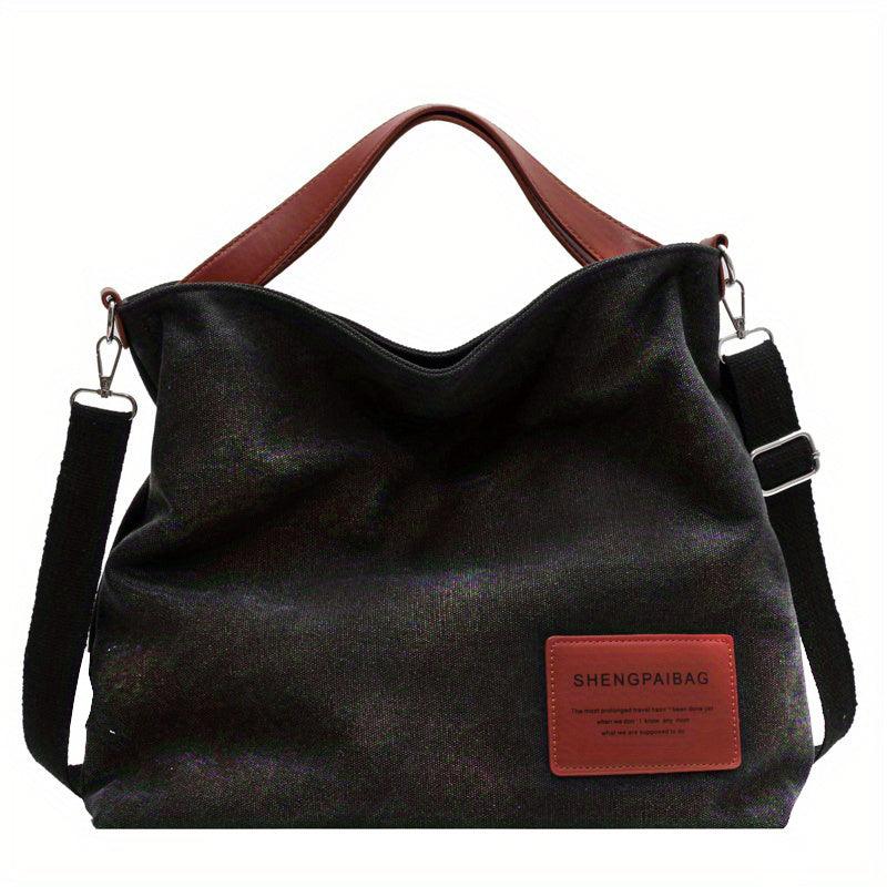 Canvas Schultertasche Damen – Zeitlose Crossbody Bag mit Reißverschluss
