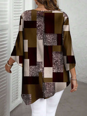 Nurit - Karierte Oversize Bluse Mit Kurzarm Und Drucken