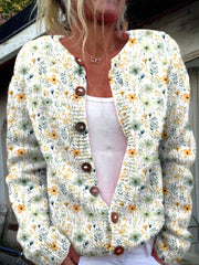 Okta™ | Schöner Blumenmuster-Cardigan mit Knöpfen