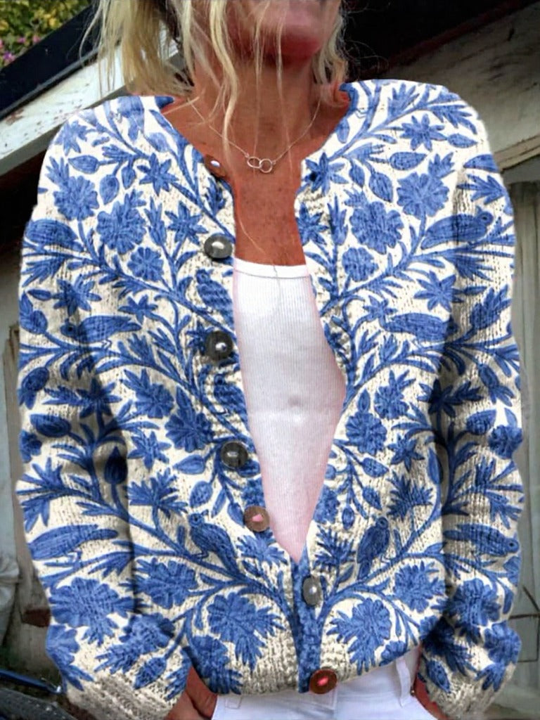 Okta™ | Schöner Blumenmuster-Cardigan mit Knöpfen