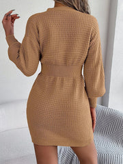 Nina | Damen Strickkleid stilvoll langärmlig & mit Knöpfen