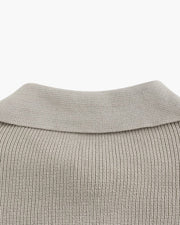 Aaron | Cozy halbem Reißverschluss Herren Gerippt Strickpullover mit Polokragen