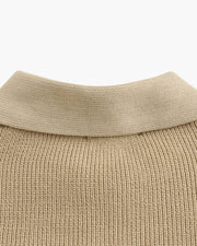 Aaron | Cozy halbem Reißverschluss Herren Gerippt Strickpullover mit Polokragen