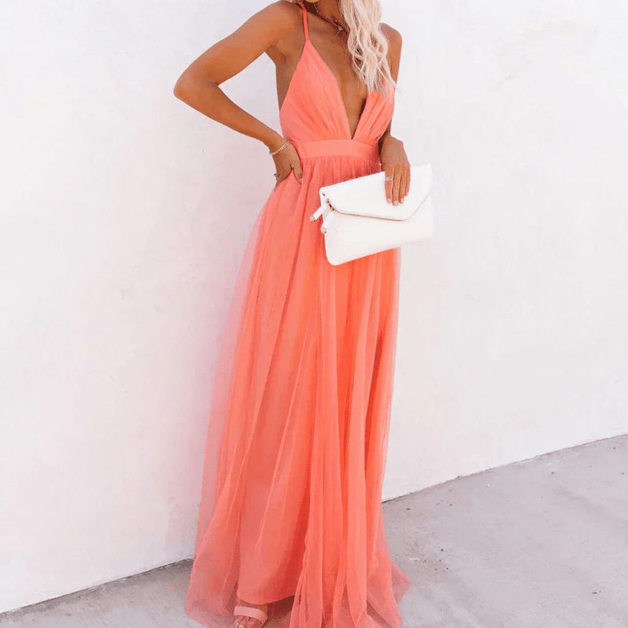 Amalia | Damen Fließendes Maxikleid – Leichtes Sommer Maxikleid Urlaub & Hochzeit 2026