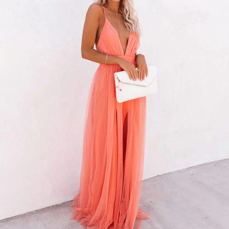 Amalia | Damen Fließendes Maxikleid – Leichtes Sommer Maxikleid Urlaub & Hochzeit 2026
