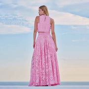 Amara – Zweiteiliges Sommer-Set mit Cut-out-Stickerei und Maxi-Rock