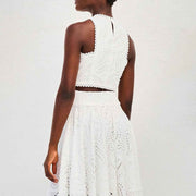 Amara – Zweiteiliges Sommer-Set mit Cut-out-Stickerei und Maxi-Rock