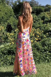 amelie – florales paillettenkleid mit rückenausschnitt & chain-straps