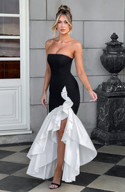 Elegantes ärmelloses Maxikleid mit Schnürdetail & Schlitz – Abendkleid