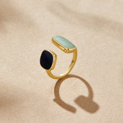 Umkrempelter Ring mit Aquamarin