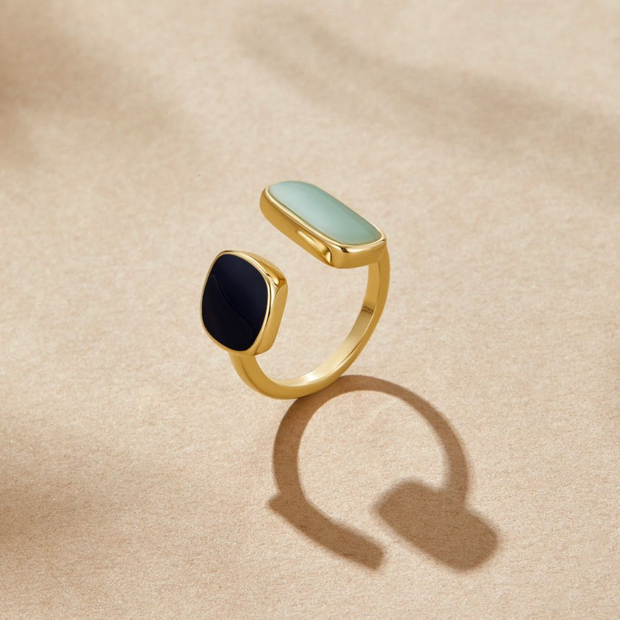 Umkrempelter Ring mit Aquamarin