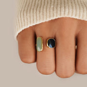 Umkrempelter Ring mit Aquamarin