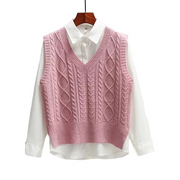 Ärmelloser Pullover mit V-Ausschnitt und gerader Form