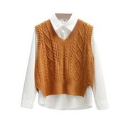Ärmelloser Pullover mit V-Ausschnitt und gerader Form