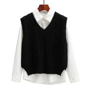 Ärmelloser Pullover mit V-Ausschnitt und gerader Form