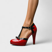 Damen-Pumps mit hohem Absatz und Fesselriemen