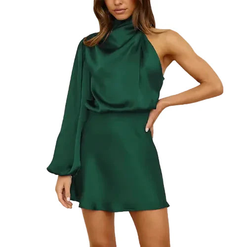 Asymmetrisches Satin-Minikleid für Damen