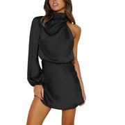 Asymmetrisches Satin-Minikleid für Damen