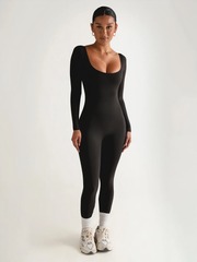 Langarm Yoga Jumpsuit Damen – Figurbetont & Atmungsaktiv