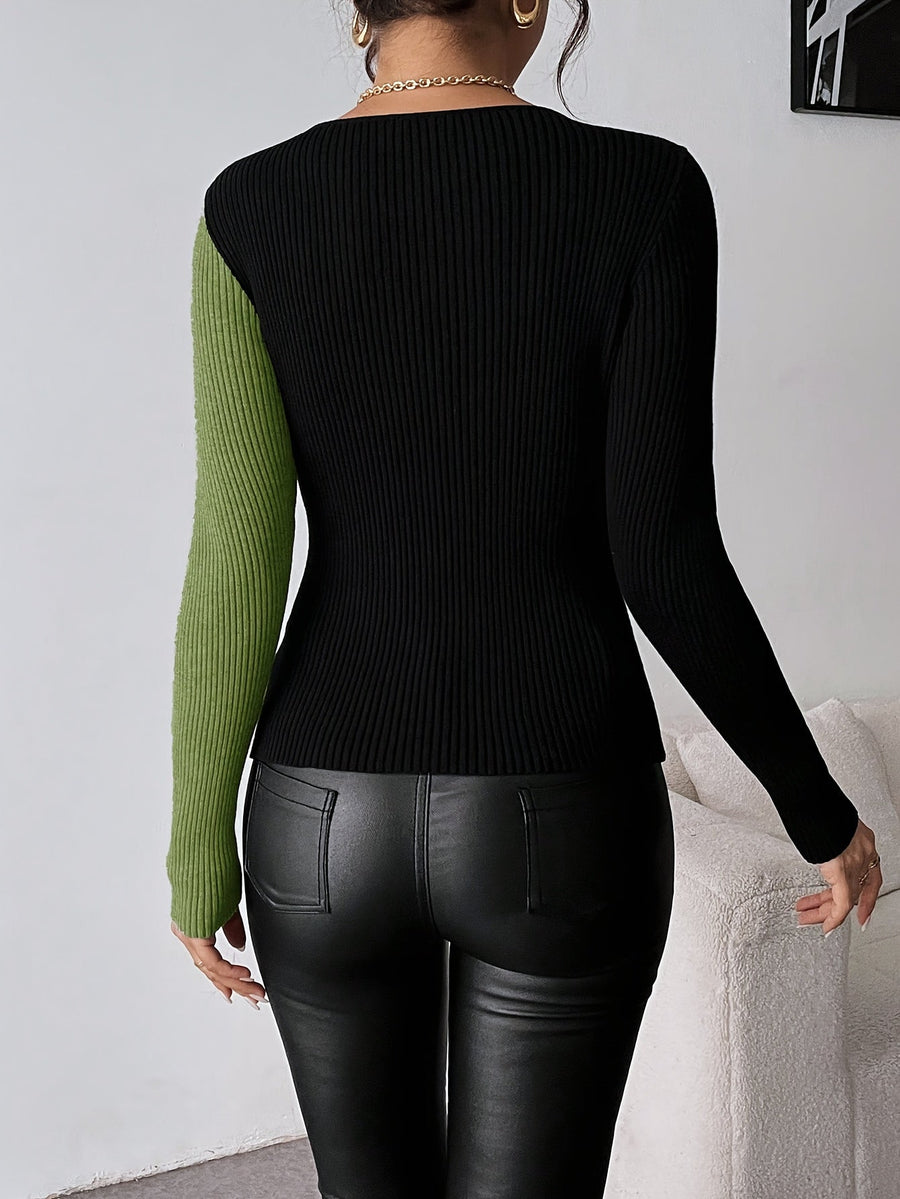 Rachel – V-Ausschnitt Strickbluse Mit Oberteil