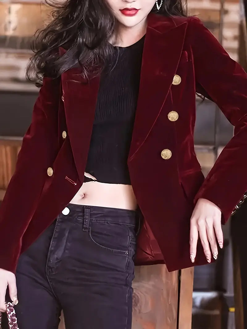 Elegante burgunder samtjacke für famen - schlankmacher-blazer