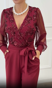 Meira - Overall Mit Langen Ärmeln Und Verzierungen Aus Mesh