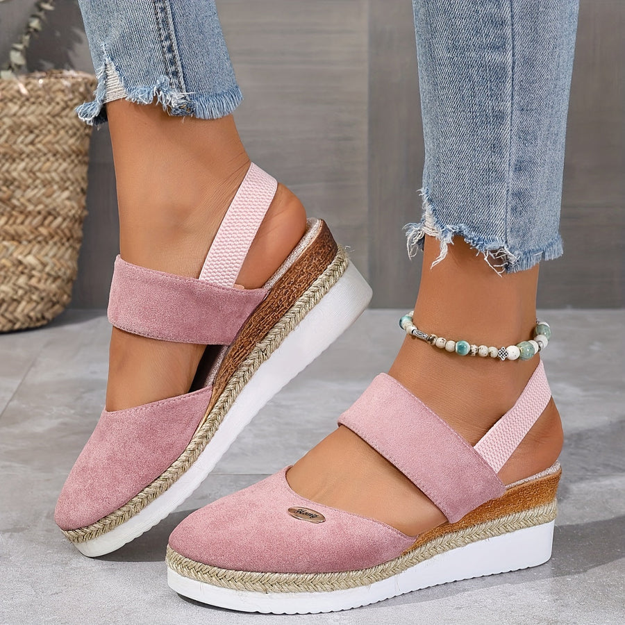 Heidi-Mode | Damen Sandalen Auf Plattform: Rutschfest, Geschlossene Zehe, Elastischer Riemen